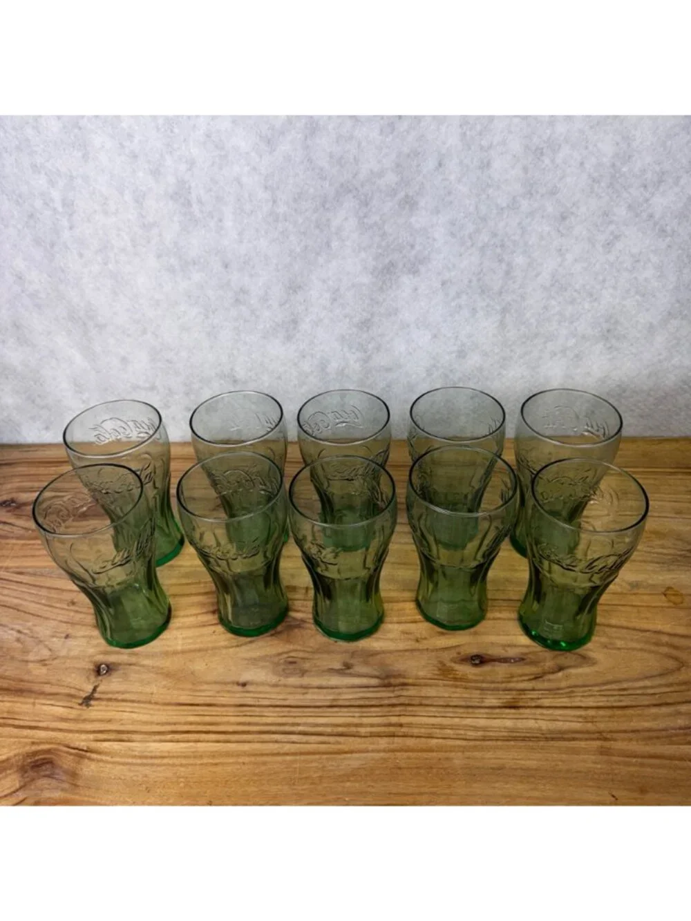 Set of 10 Vintage Coca-Cola Green Libbey Flared Glass Cup 6
